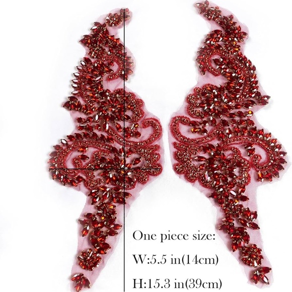 NWOT Shiny Rhinestone Pair Applique Patch for Prom Dress Belt Arts Crafts Sewing - Picture 3 of 10